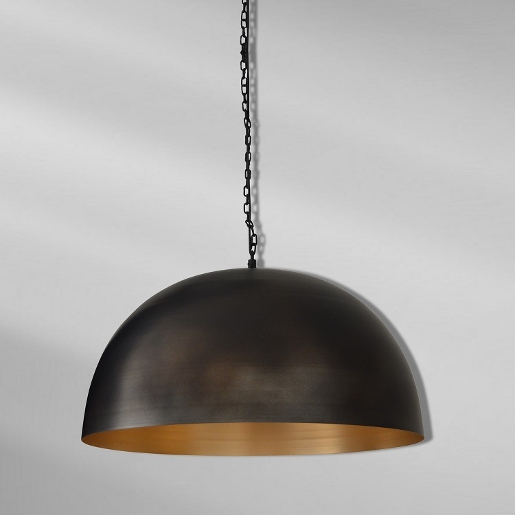 Black Brass Dome Fixture Ceiling, Modern ceiling, kitchen island Lights, Boho Pendant Lamp , Black outside & Gold inside