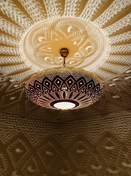 Pendant light, brass pendant light, Moroccan Brass Pendant Light, Moroccan Light Fixtures, Pendant Lighting, Simple Moroccan pendant lamp - Afoscraft